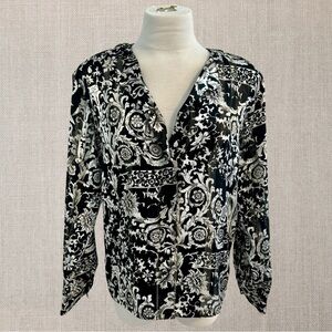 Vintage Martinique Black and White Floral Blouse